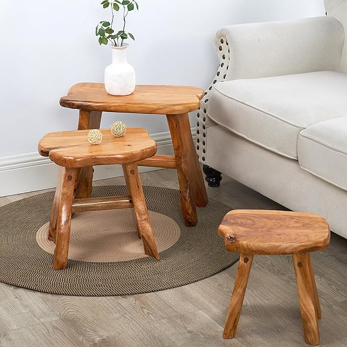 Greenage Cedar Roots Wooden Stool Naturally Shape Large 20" x 13" x 18" H Wood