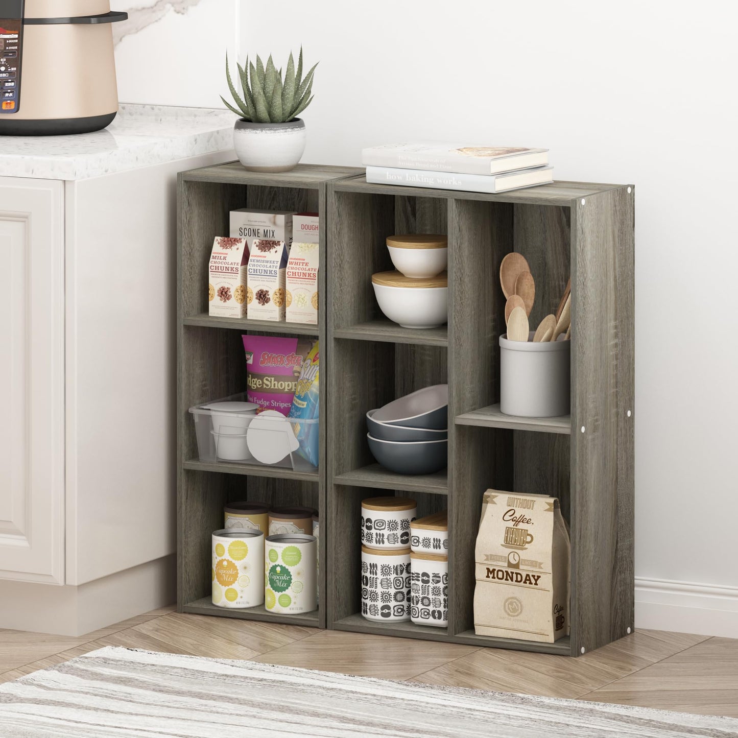 Furinno Pasir 3-Tier No Tool Assembly Open Shelf Bookcase, French Oak