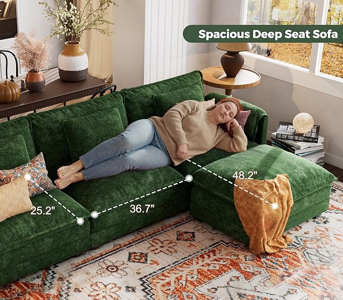 ELUCHANG Oversized 79" Modular Sectional Sofa Bed, Comfy Cloud Couch