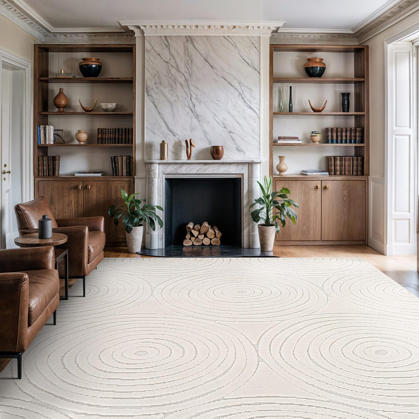 Beverly Rug Micro Loop Area Rug Light Gray 8x10 Geometric Modern Luxury Circular Durable Soft Indoor Rugs for Living Dining Room Office Stain Resistant Non Shedding Casual Indoor Carpet 8 x 10