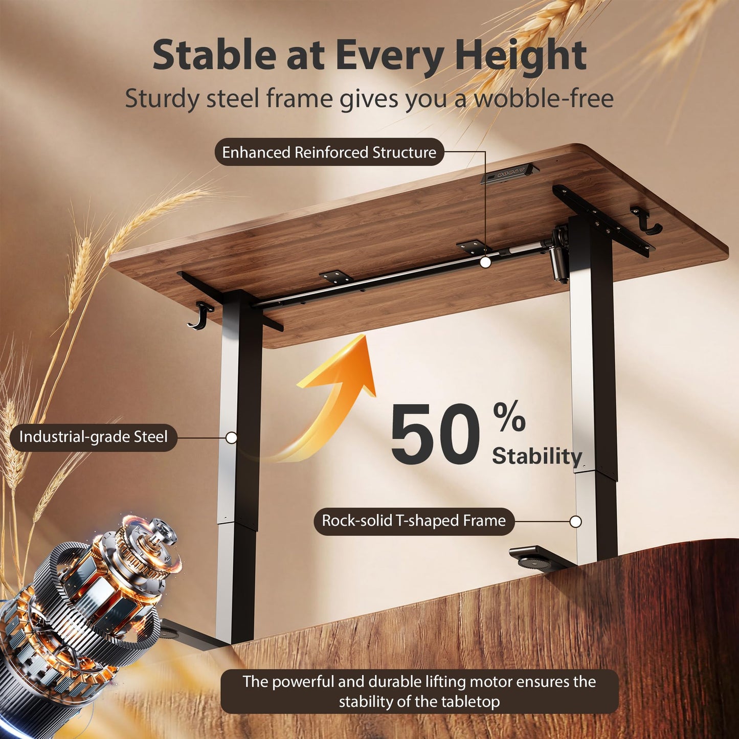 Cubiker Standing Desk, 55x28 Inches Sit Stand Home Office Desk, Electric Stand up Desk, Adjustable Desk with Splice Board, Black Frame/Black Walnut Top