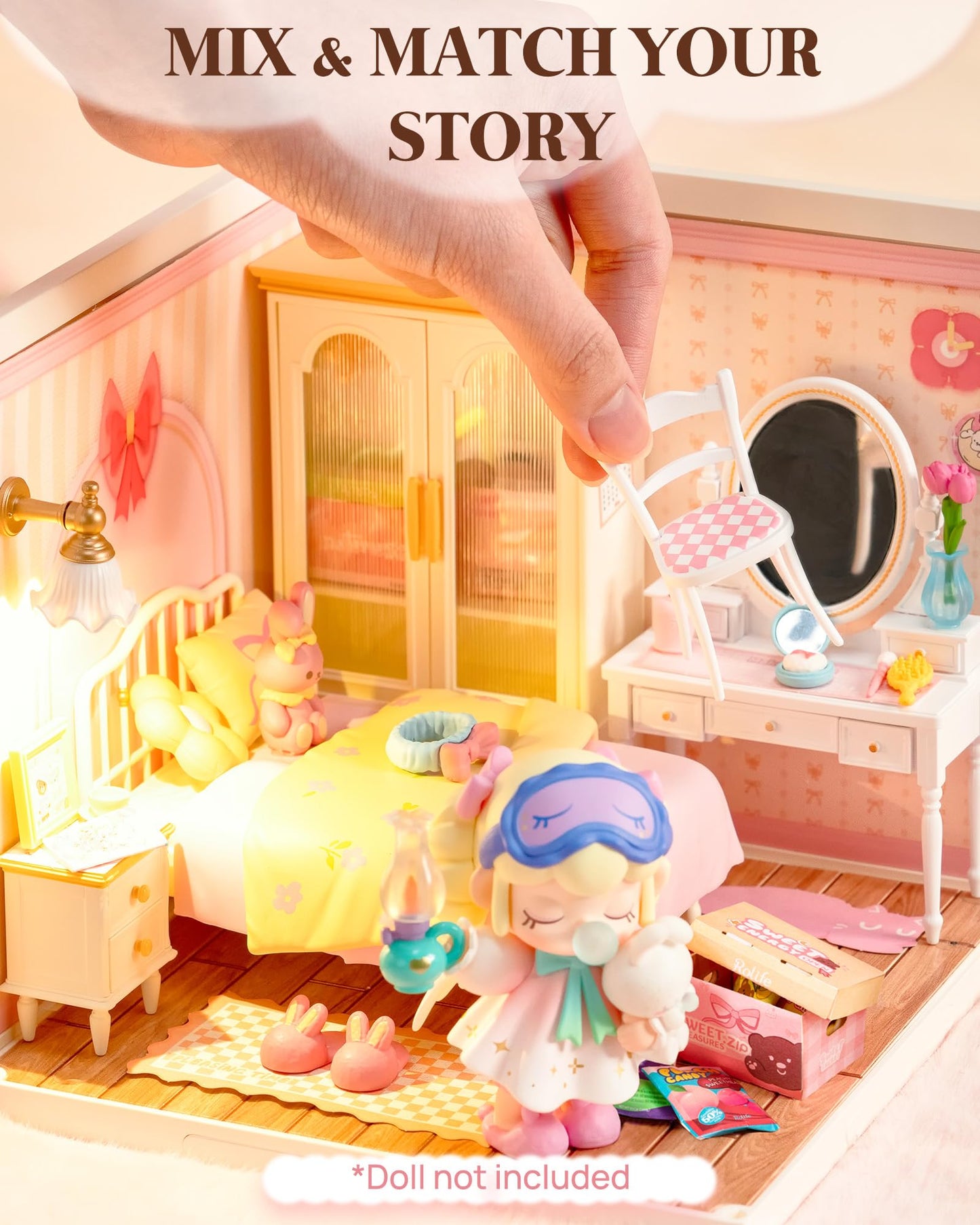 Rolife Super Creator Set (Pink Bedroom+Roof+Door)
