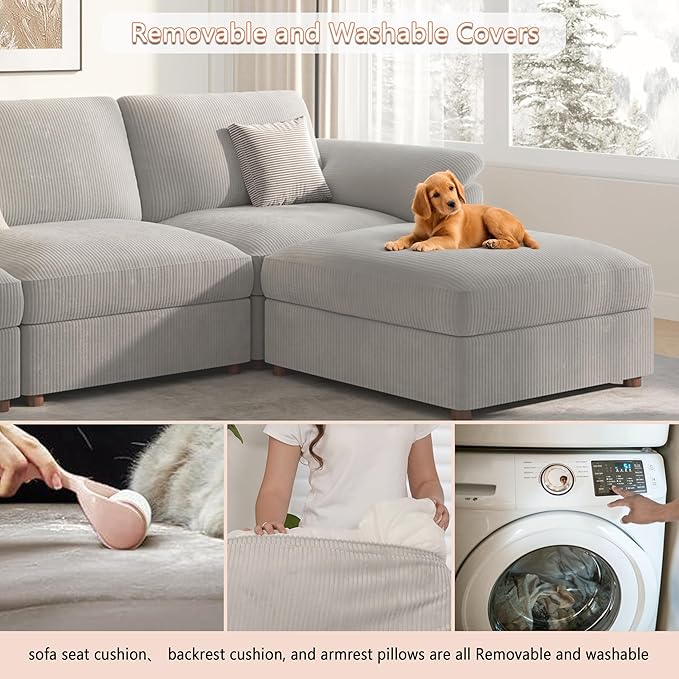 EASE MOOSE Oversized Sectional Modular Sofa, L Shape Sectional Couch Wide Deep