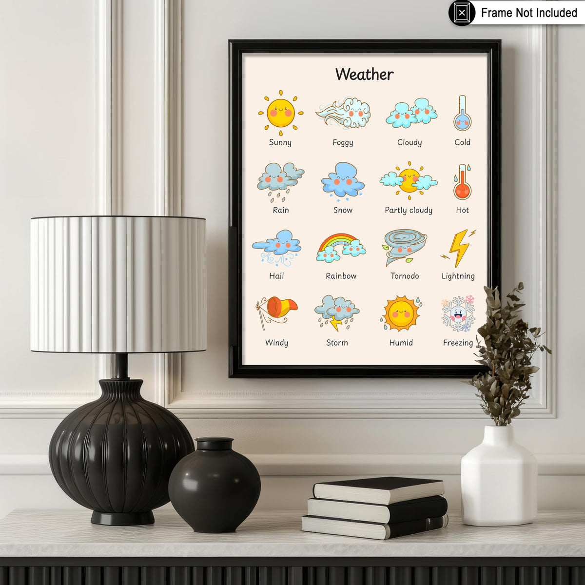 Poster Master Weather Poster - Educational Print - Learning Materials Art - Climate Art - Gift for Kids, Students & Teacher - Wall Decor for Playroom, Classroom or Library - 8x10 UNFRAMED Wall Art