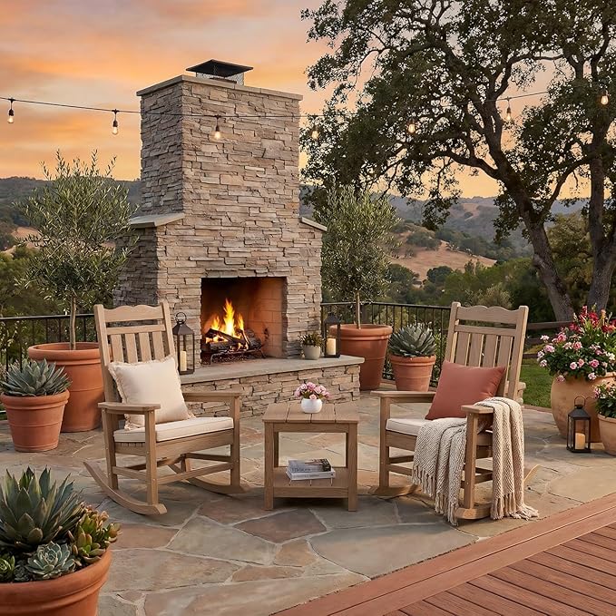 Stoog Patio Rocking Chairs Set of 2, All-Weather Outdoor & Indoor Porch Rocker
