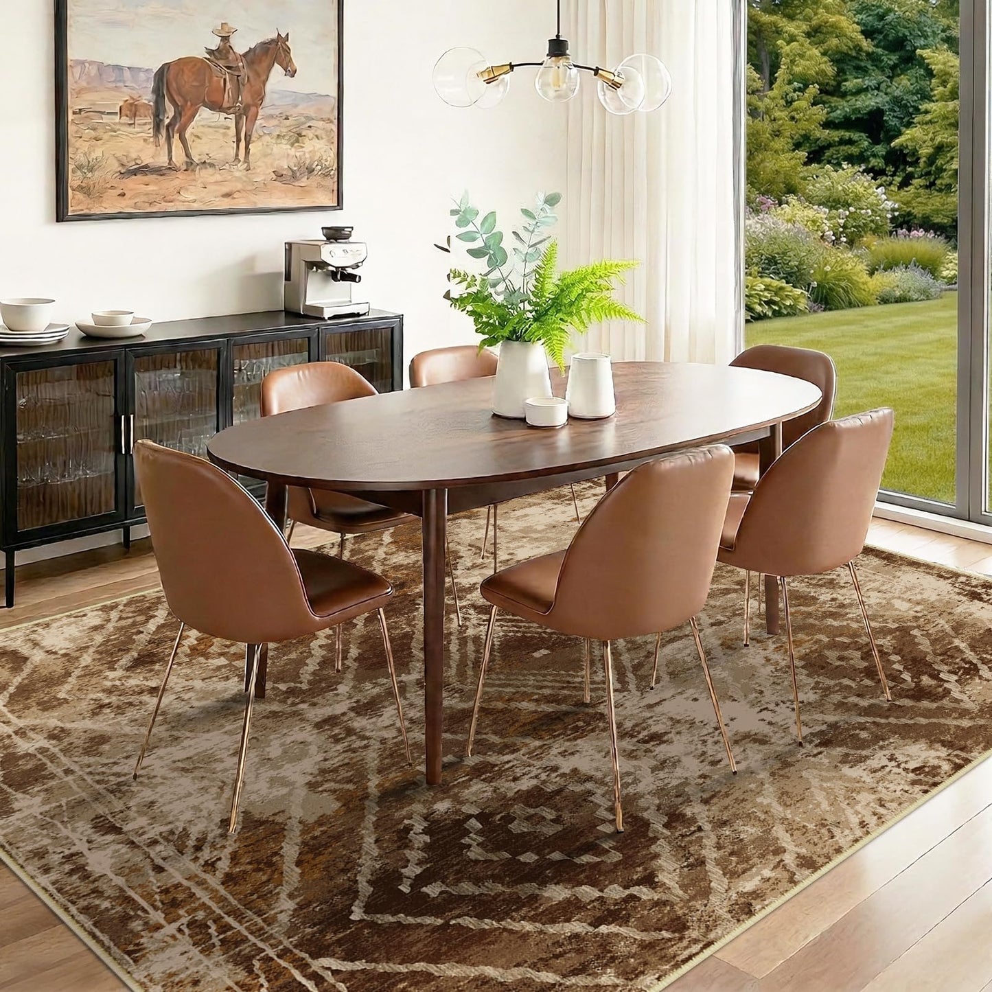 BESTSWEETIE Area Rug 8x10 Rug Machine Washable Non-Slip Low Pile Print Pattern Western Rug for Living Room Bedroom Entryway Tribal Series-Abstract/Cowhide