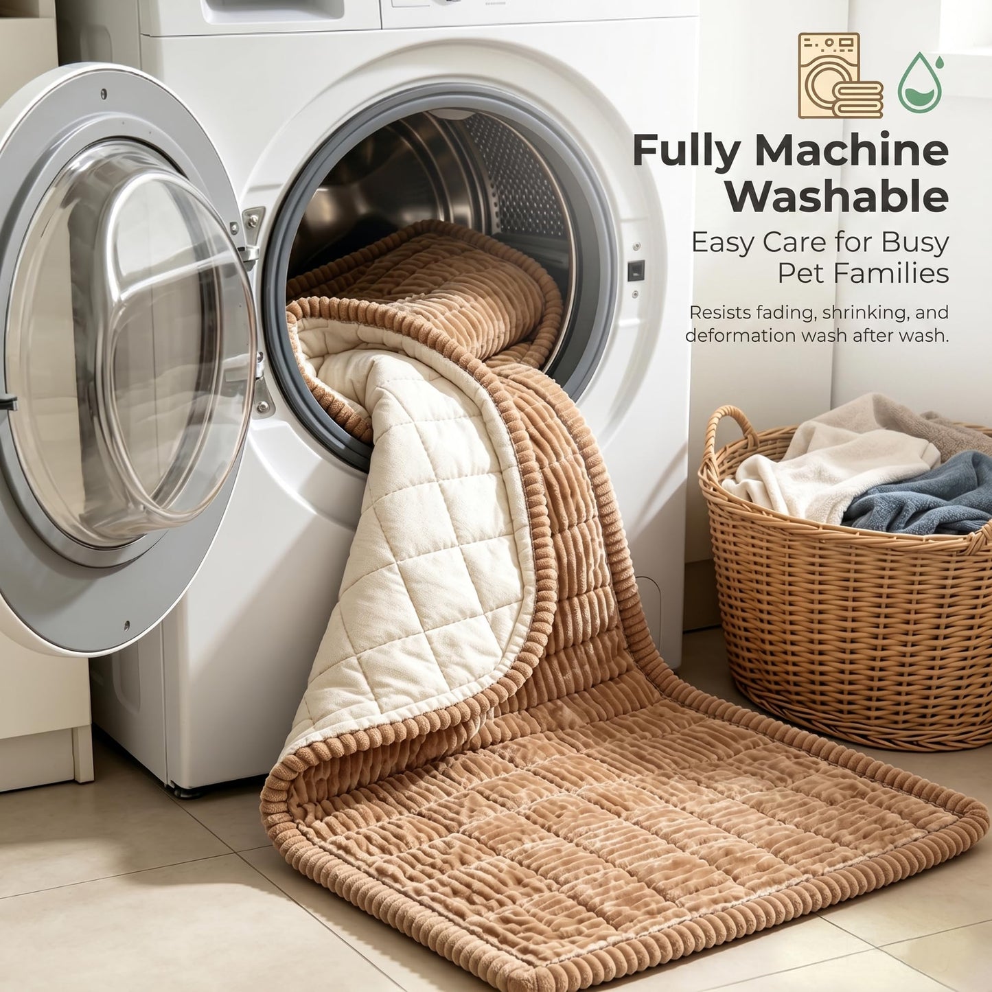 Washable Dog Couch Covers for 3 Cushion Sofa – Non Slip Plush Pet Sofa Protectors, 27.6" x 70.9" Fuzzy Furniture Protector for Dogs & Cats, Machine Washable Cover for Couch, Floor, Car, Camping