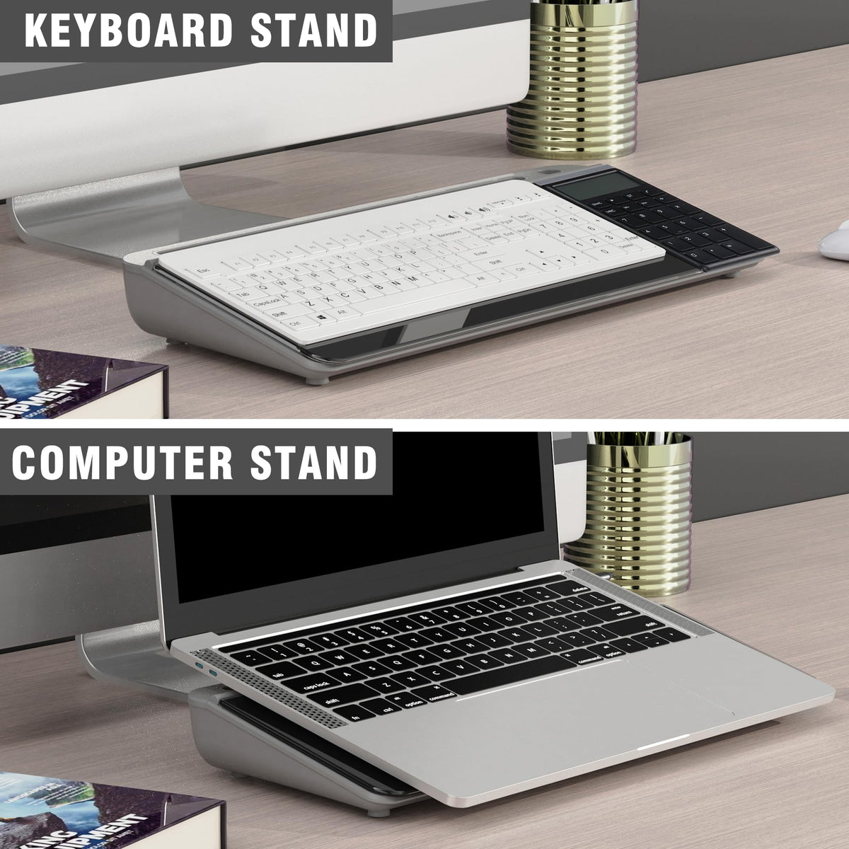 SELEAD Desktop Glass Whiteboard with Calculator, Organizer, Markers, Eraser, Holder - Black Dry Erase White Board Computer Pad Keyboard Stand for Home, School, Office Desk Cubicle Accessories