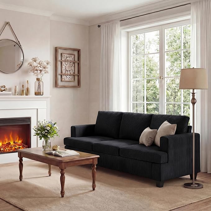 Apicizon 89" Dark Grey Couch for Living Room, Comfy Clound Couch 3 Seater Sofa