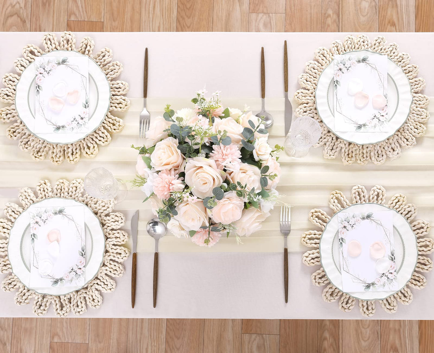 Ivory Chiffon Table Runner 10 Pieces 27x120 Inches Romantic Sheer Runners for Birthday Party Bridal Baby Shower Table Decoration