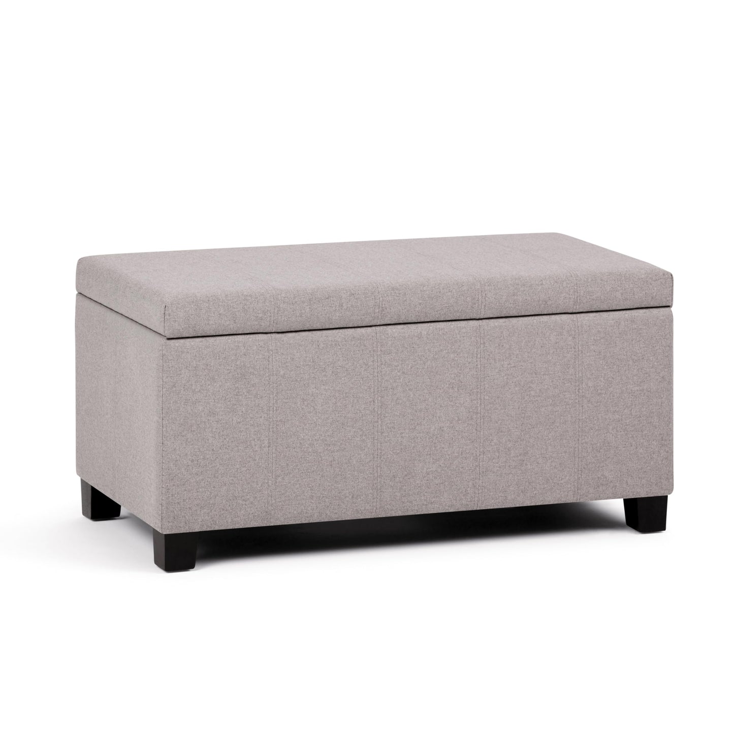 SIMPLIHOME Dover Storage Ottoman Bench - 36 inch Wide Upholstered Linen Look Fabric Rectangular Lift-Top Ottoman in Cloud Grey, Contemporary Bench for Living Room with Safety Hinges