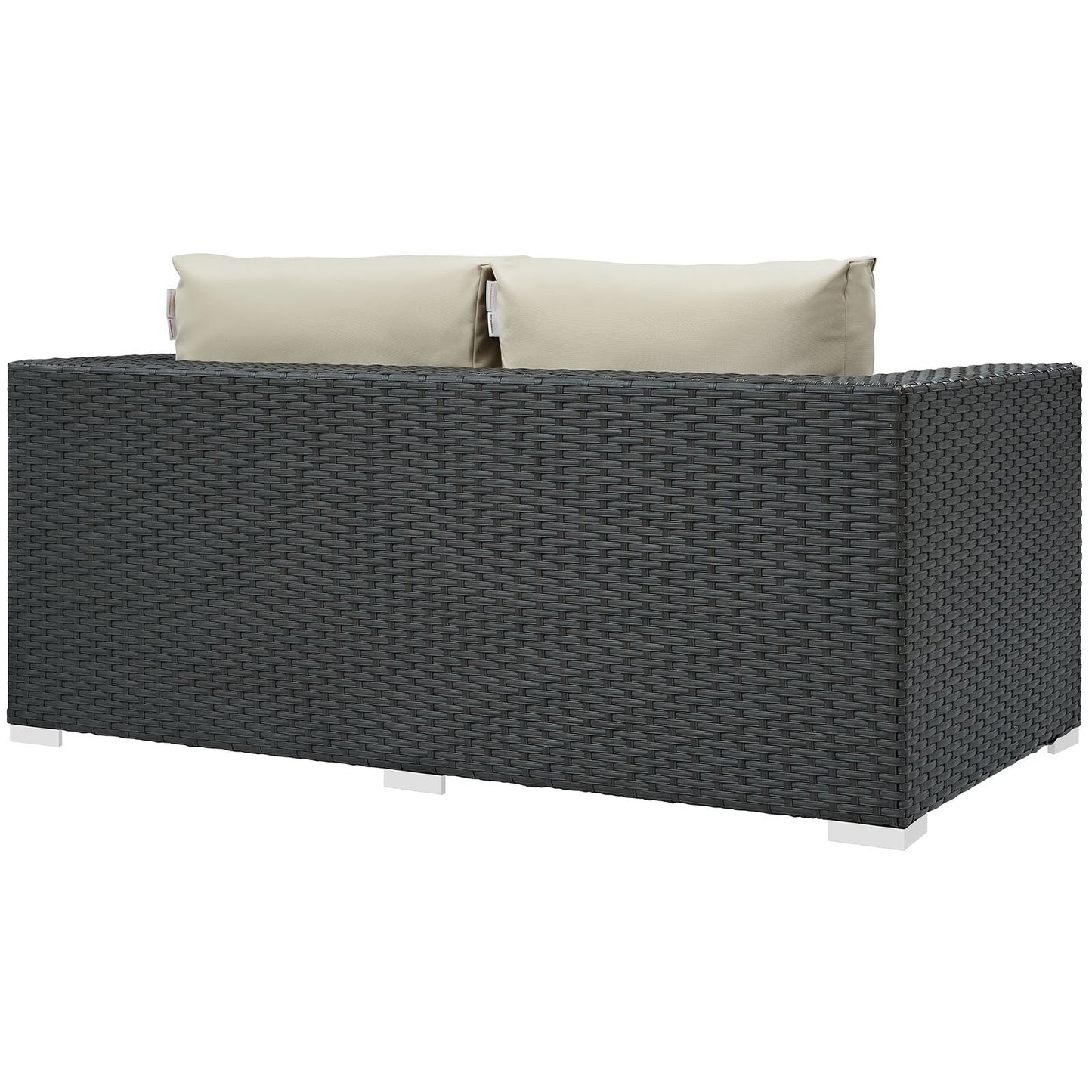 Modway EEI-1851-CHC-BEI Sojourn Wicker Rattan Outdoor Patio Coffee Table, Loveseat, Canvas Antique Beige