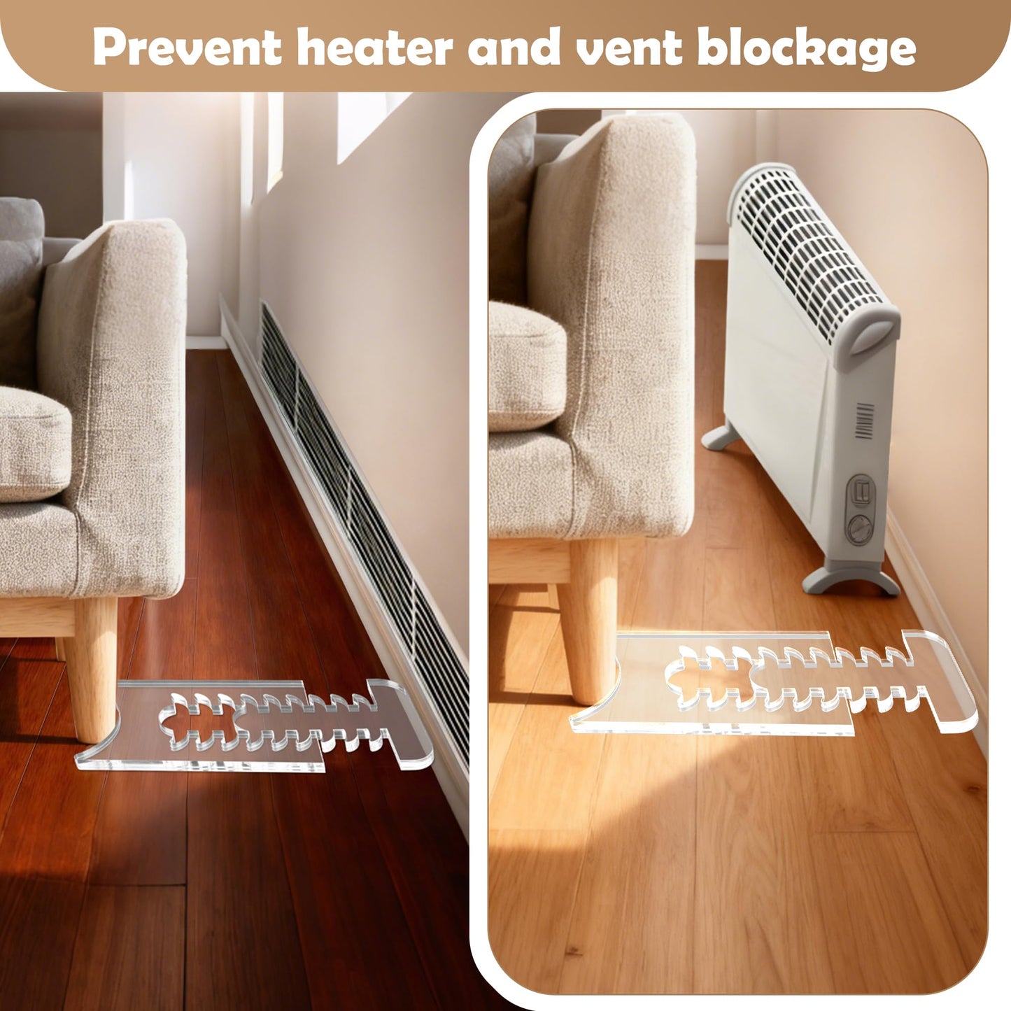 2 Pack Couch Wall Spacers Adjustable Length Furniture Protectors, Stoppers to Prevent Sliding, Under-Couch Stoppers, Protects Walls, Cuts Fire Risks, Saves Outlet Space, for Couches, Beds