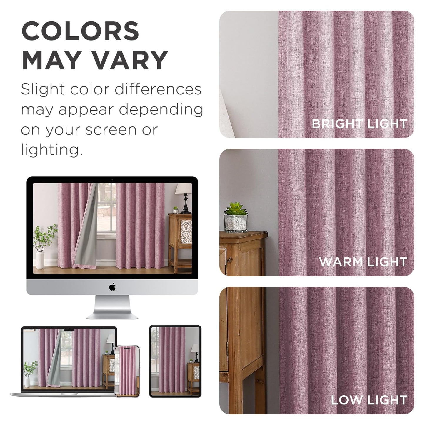 Joydeco Pinch Pleated Curtains - 100% Blackout for Bedroom, Pink Linen Curtains 40" W x 90" L, Thermal Insulated 2 Panels Light Blocking Drapes, Back Tabs for Living Room