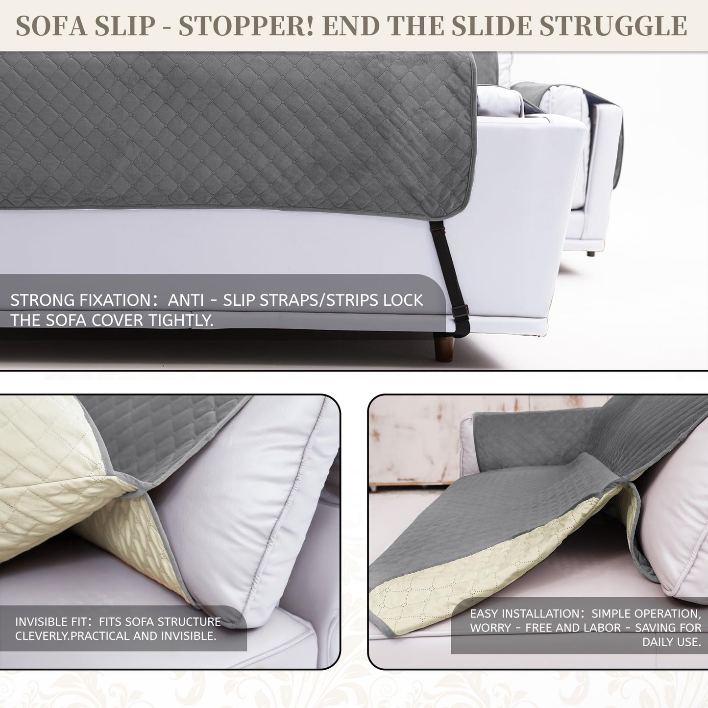 SYJOVIA Sectional Couch Covers for Dogs 100% Waterproof Corner L Shaped Sofa Cover Pet Friendly Velvet Washable Anti Slip L Shape Modular Sofa Slipcover Protector with Pockets (Dark Gray, X-Large)