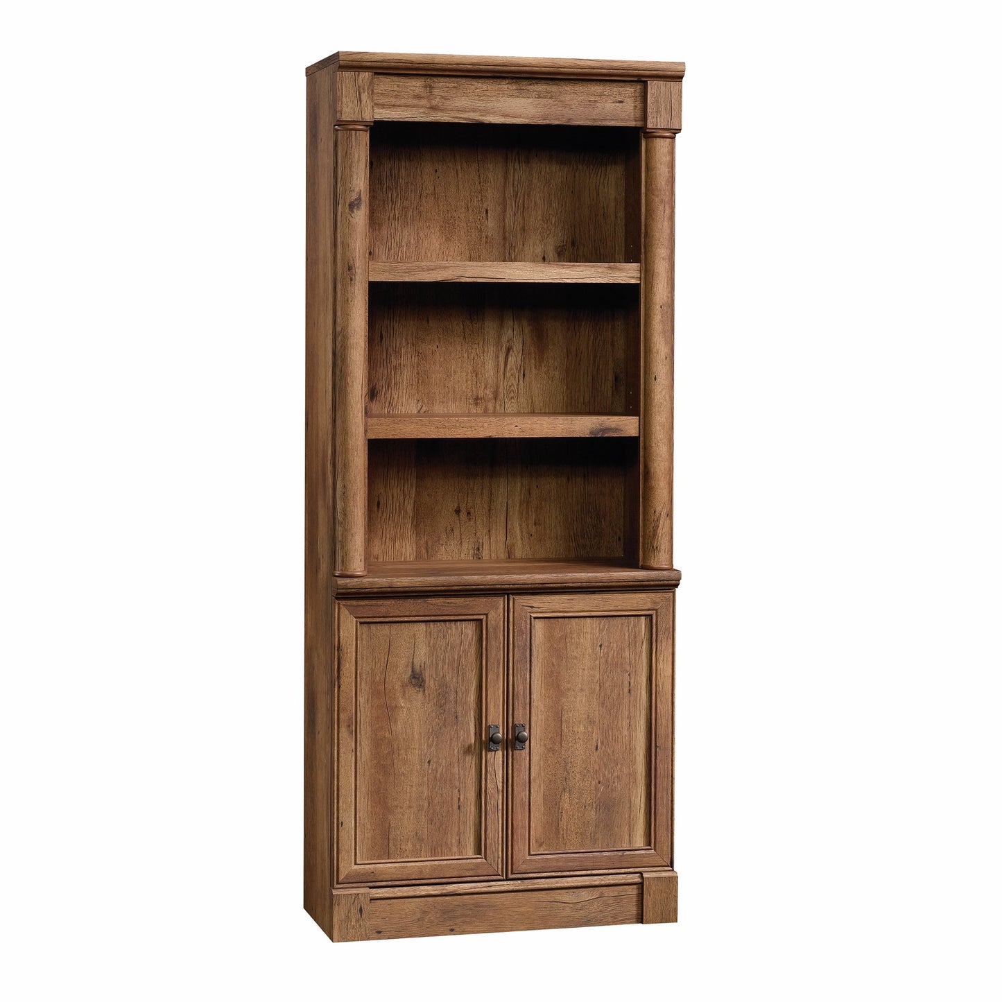Sauder Palladia Library with Doors/Book Shelf Palladia Computer Desk, Vintage Oak Finish
