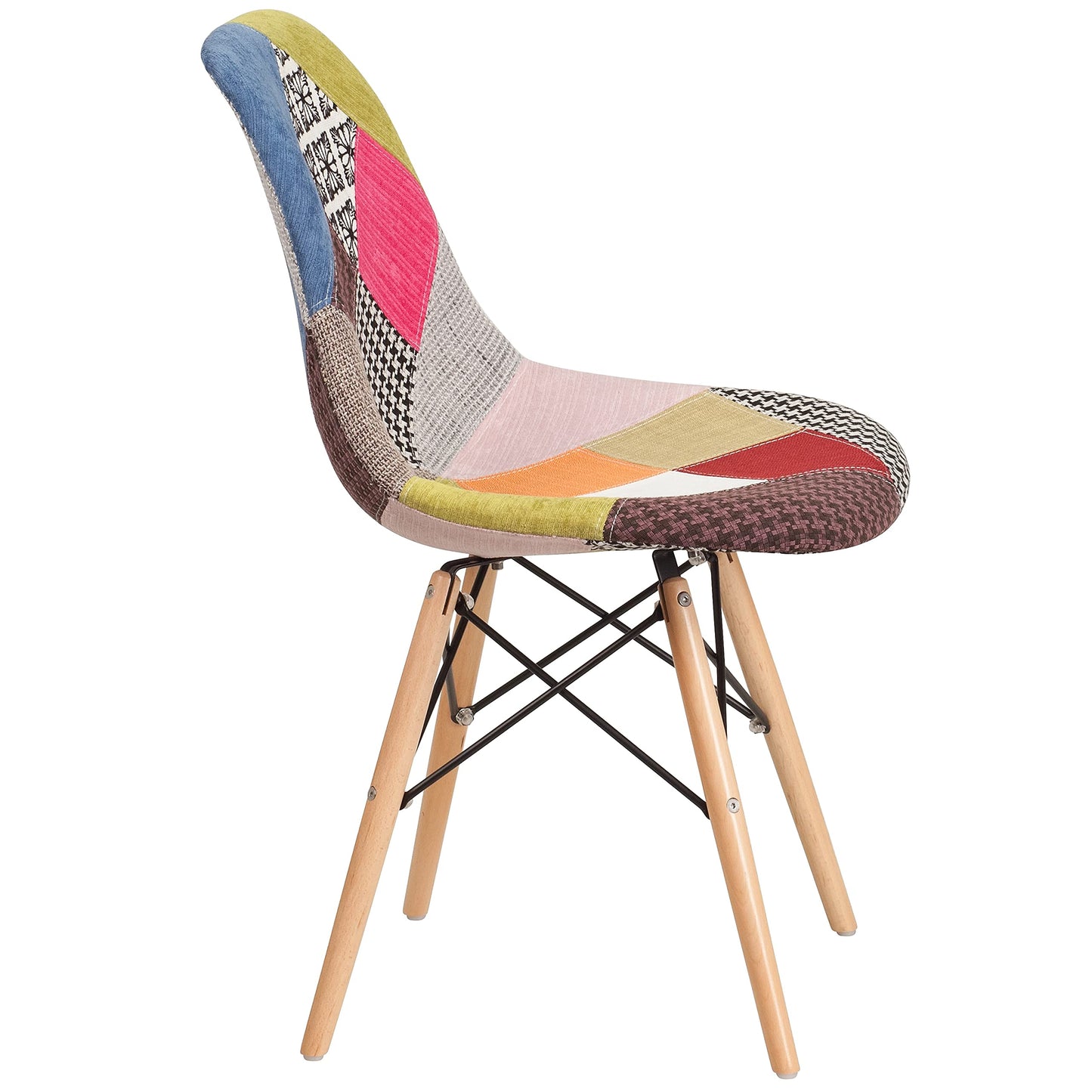 Flash Furniture 2 Pack Elon Series Milan Patchwork Fabric Chair with Wooden Legs