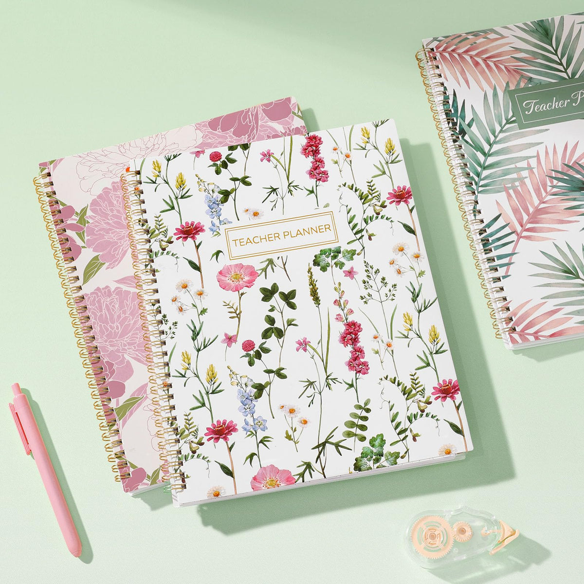 SUNEE Teacher Planner 2026-2027 Academic Year, 7 Periods Lesson Plan Book Jul 2026 - Jun 2027, 8.5"x11"Daily Weekly Monthly Organizers Horizontal Layout with Calendars, Bookmark, Tabs, Wildflowers