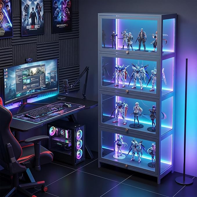 4-Tier Display Case Cabinet
