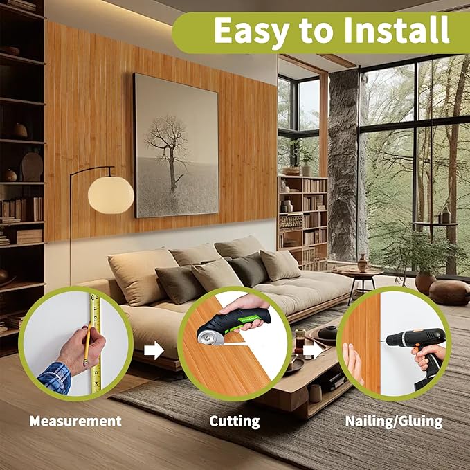 Natural Bamboo Wall Panel, Renewable Pole Wrap Bamboo Wainscoting Paneling