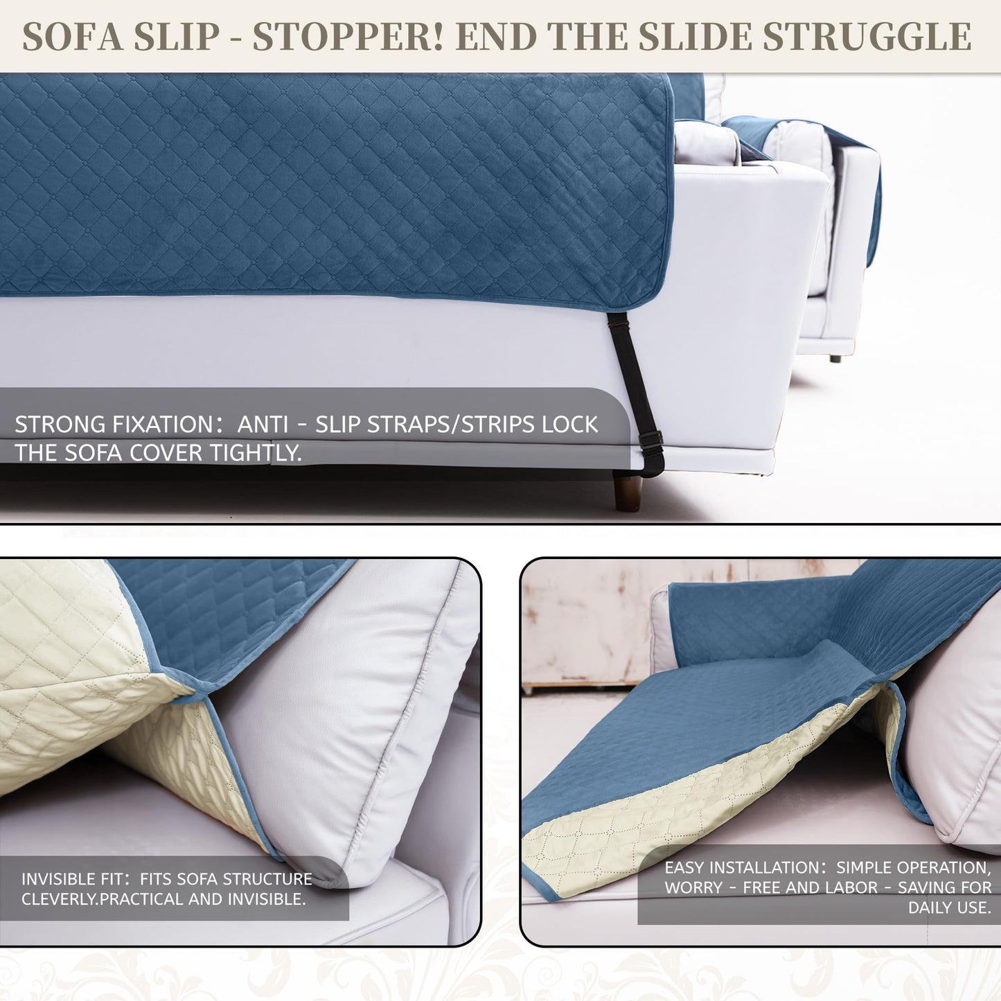 SYJOVIA Sectional Couch Covers for Dogs 100% Waterproof Corner L Shaped Sofa Cover Pet Friendly Velvet Washable Anti Slip L Shape Modular Sofa Slipcover Protector with Pockets (Blue, XX-Large)