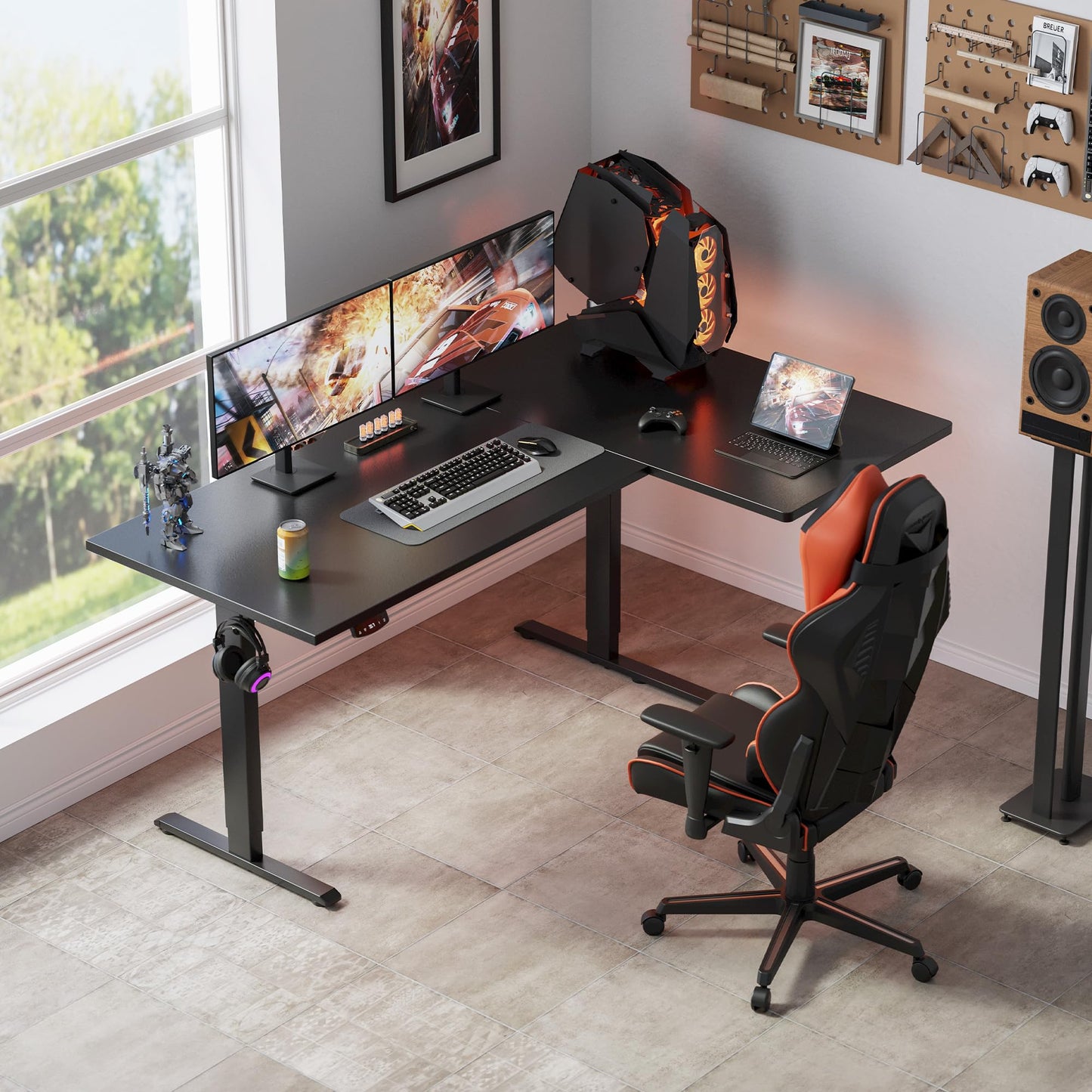 Klicelor L Shaped Standing Desk, 55 Inch, Black