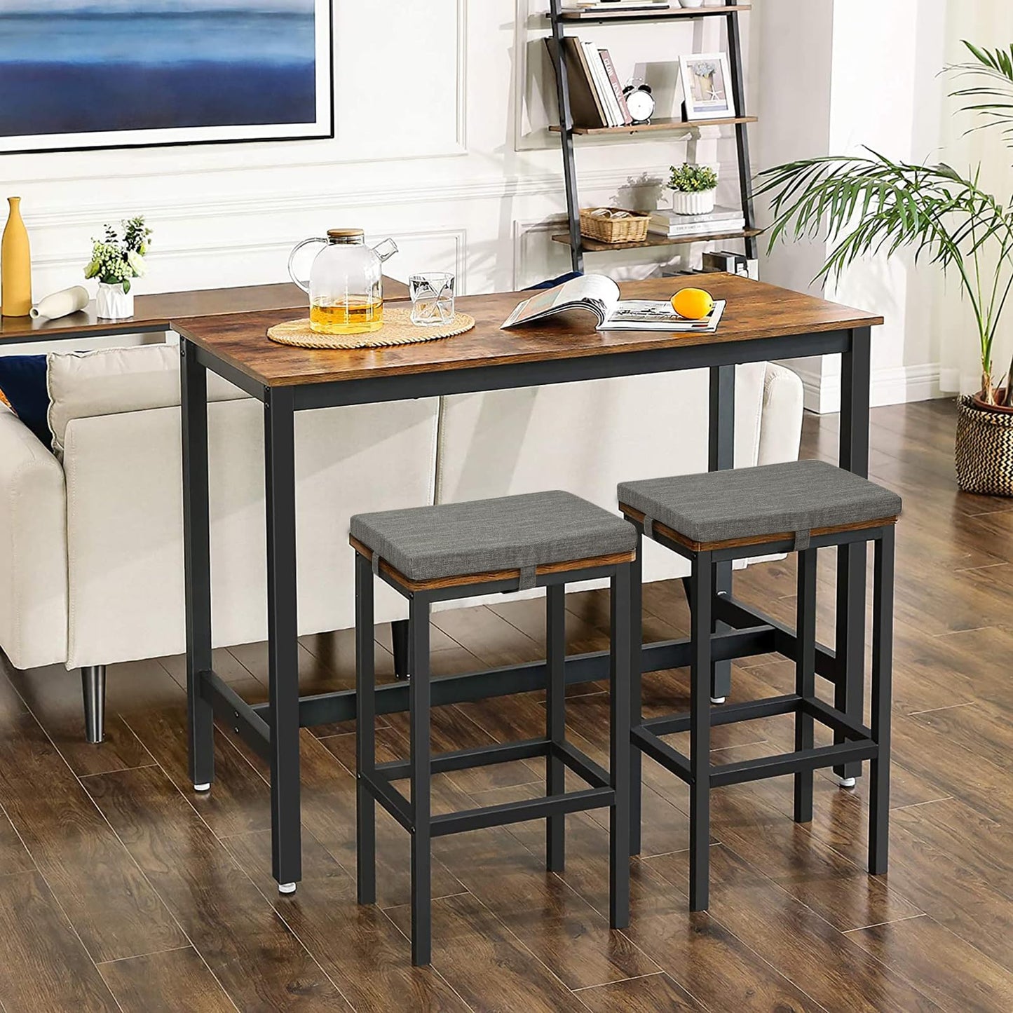 baibu Set of 2 Memory Foam Rectangle Bar Stool Cushions, Dual-Layer Non-Slip Dining Chair Pads Kitchen Bench Stool Cushions with Machine Washable Cover - Only 2 Pads (Grey, 15.7×11.8×1.5in)