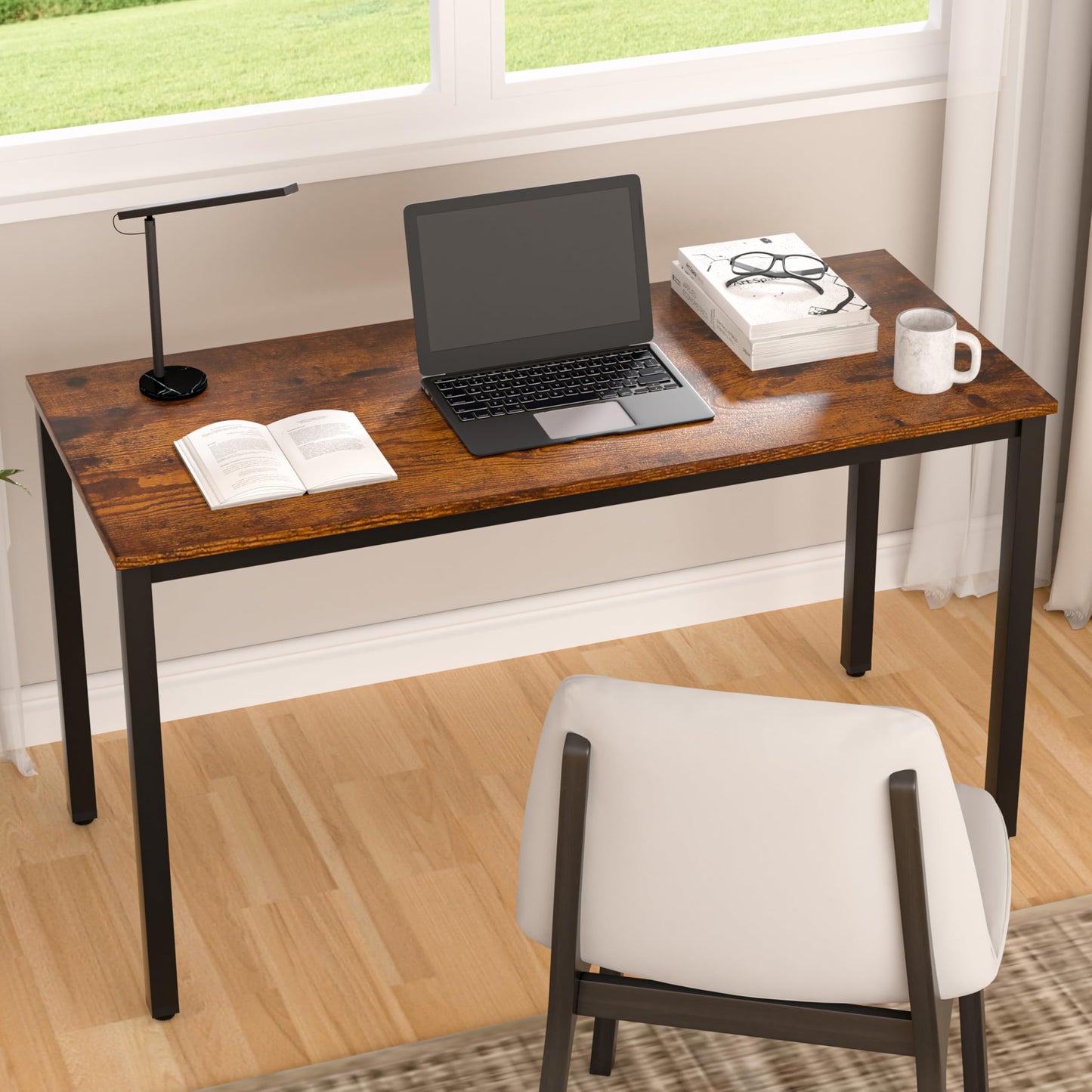 NewBeth Computer Desk for Small Space,Modern Simple Laptop Desk,Computer Table Study Writing Desk for Home Office,Dining Room,Living Room (Brown, 55.12 * 23.62in)