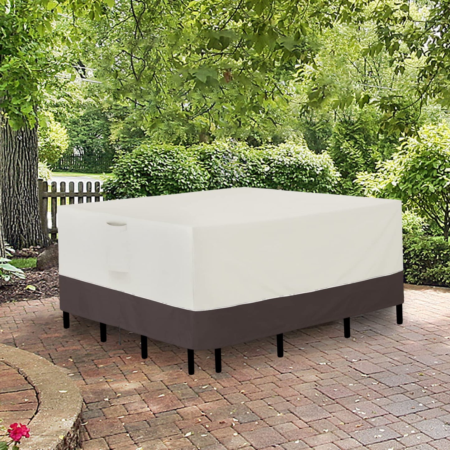 Easy-Going Patio Furniture Cover 56"x56" Square Outdoor Table and Chair Set Covers Waterproof UV Resistant Outdoor Sectional Sofa Set Covers, Beige/Brown
