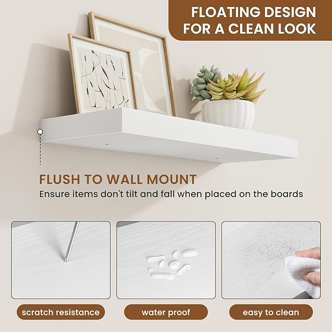 fuqing Floating Shelves for Wall, Wall Mounted Wood Floating Shelf