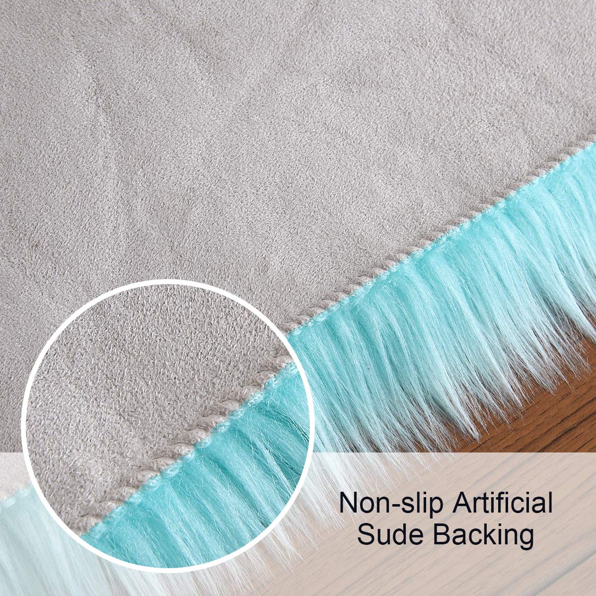 Softlife Blue Faux Fur Sheepskin Chair Cover Seat Cushion Pad Super Soft Area Rugs for Living Bedroom Sofa Dorm (1.6ft x 1.6ft, Light Blue)