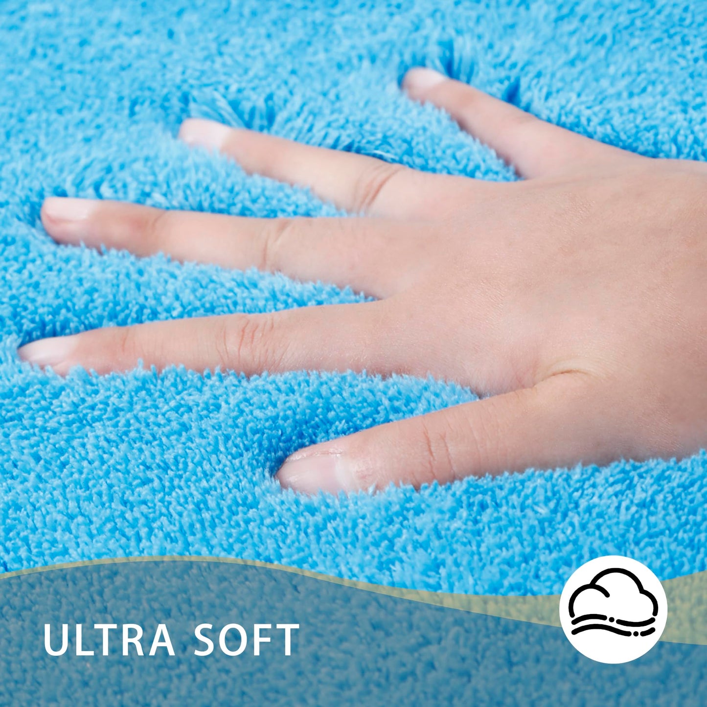 MINIDEAR Toilet Rugs 24x20 - U Shaped Lake Blue Thick Memory Foam Contour Rugs,Ultra Soft & Plush Fluffy, Non-Slip, Quick Dry, Absorbent Washable Floor Microfiber Mat for Home Decor Accessories
