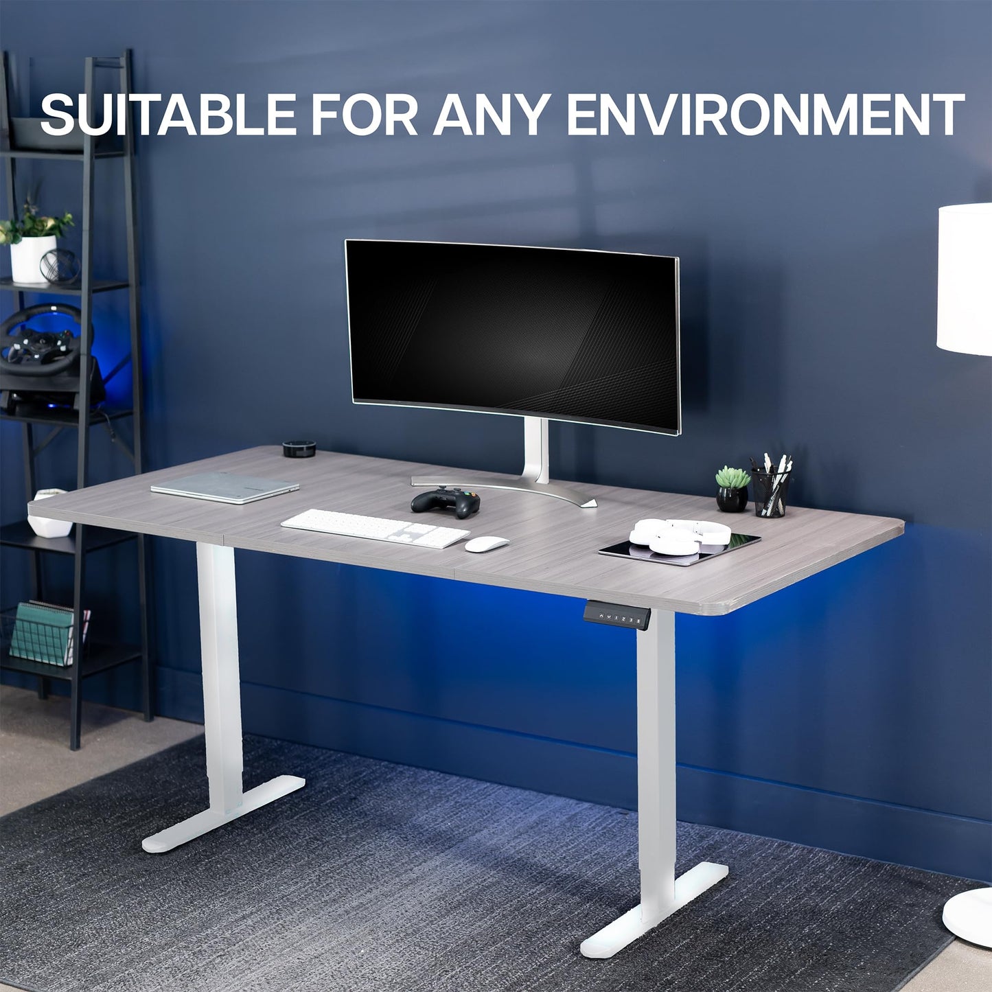 VIVO Electric 71 x 36 inch Standing Desk, Dual Motor Memory Controller Height Adjustment, E2B Series, Dark Gray Top White Frame, DESK-KIT-E2W7G-36