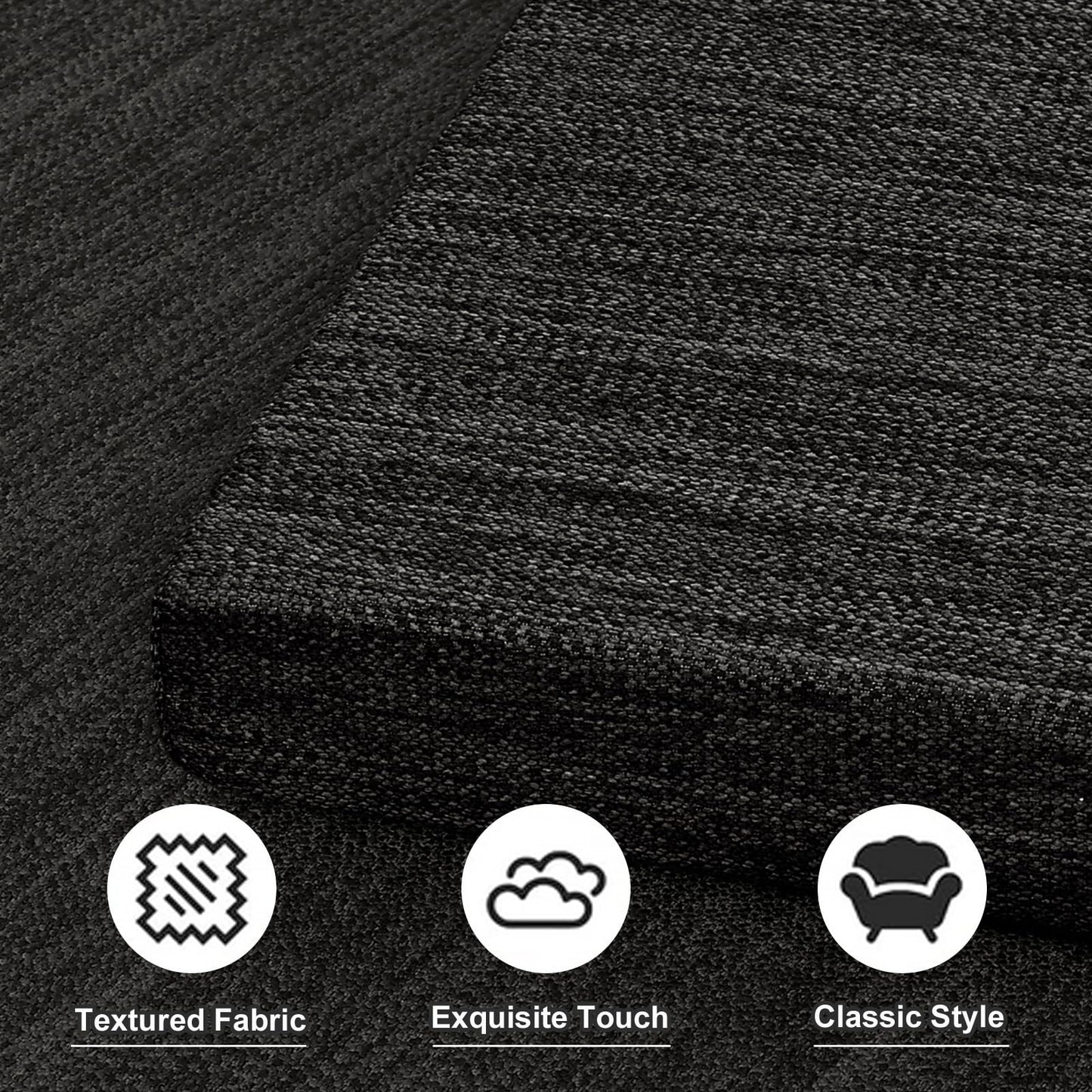 baibu Set of 2 Memory Foam Rectangle Bar Stool Cushions, Dual-Layer Non-Slip Dining Chair Pads Kitchen Bench Stool Cushions with Machine Washable Cover - Only 2 Pads (Black, 15.7×11.8×1.5in)