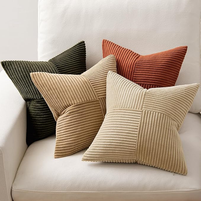 MIULEE Rust-Olive Green Decorative Throw Pillow Covers 16x16 Inch Set of 4 Boho
