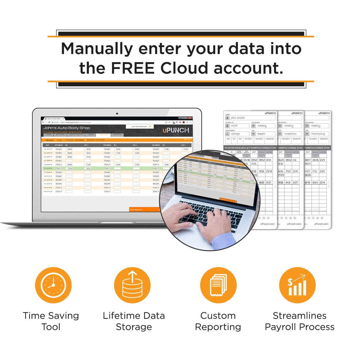 uPunch HN4500 Advanced Calculating Time Clock Bundle for Small Business: Complete Employee Time Tracking System with 200 Time Cards, Racks, Ribbons, and Keys