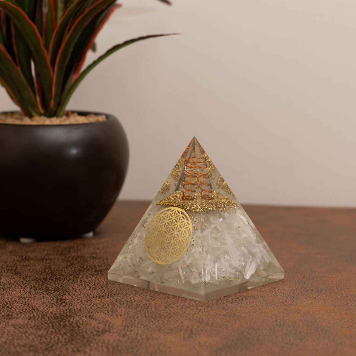 Agate Mart Selenite Orgonite Pyramids, Harnessing Clarity and Protection with Black Tourmaline Pendant