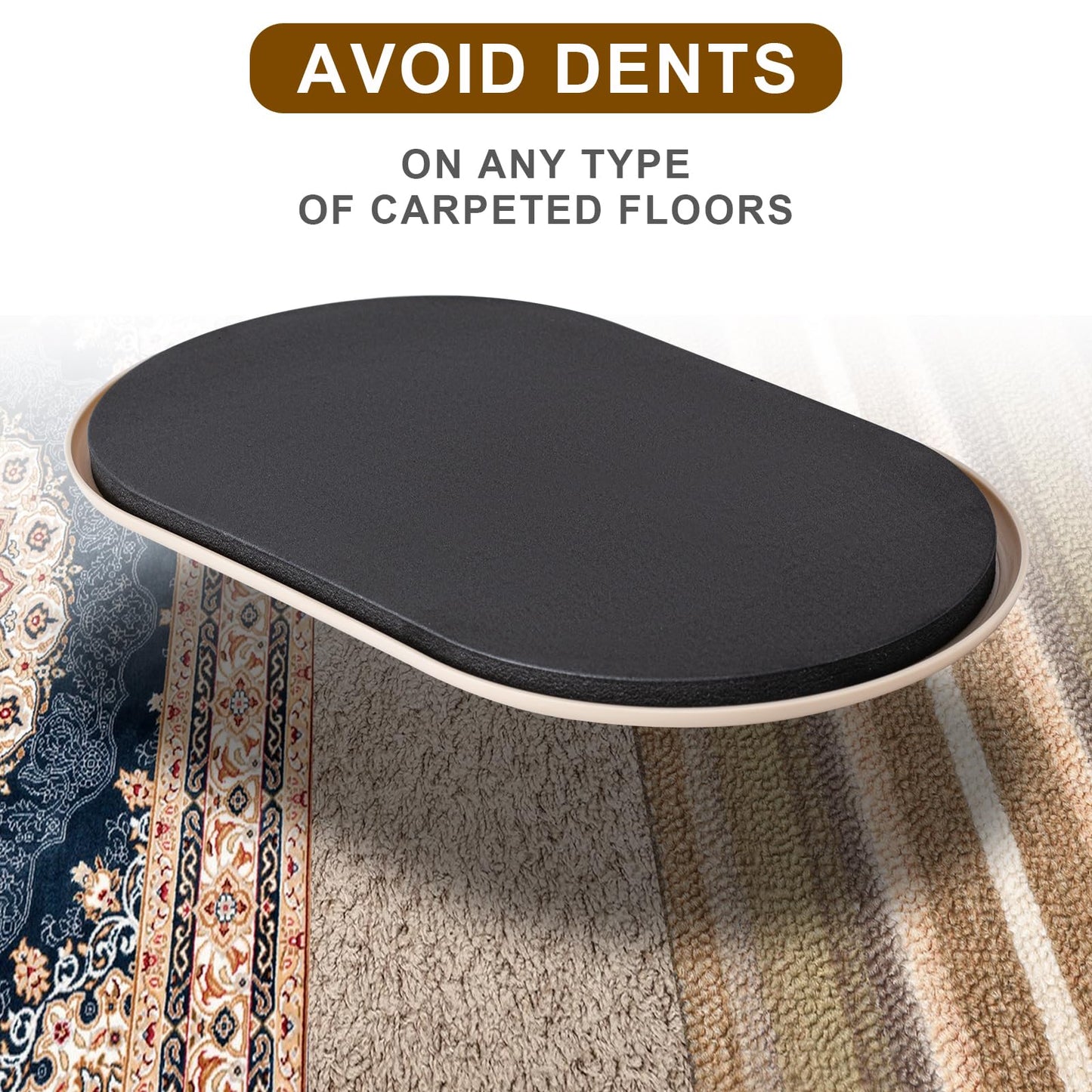 Furniture Sliders, Furniture Sliders Pads for Hardwood Floors, Chair Legs Floors Protectors, Reusable Round Glides Glider, Heavy Duty Furniture Movers Sliders (4 Pcs, 5 3/4inch x 9 1/2inch,Black)