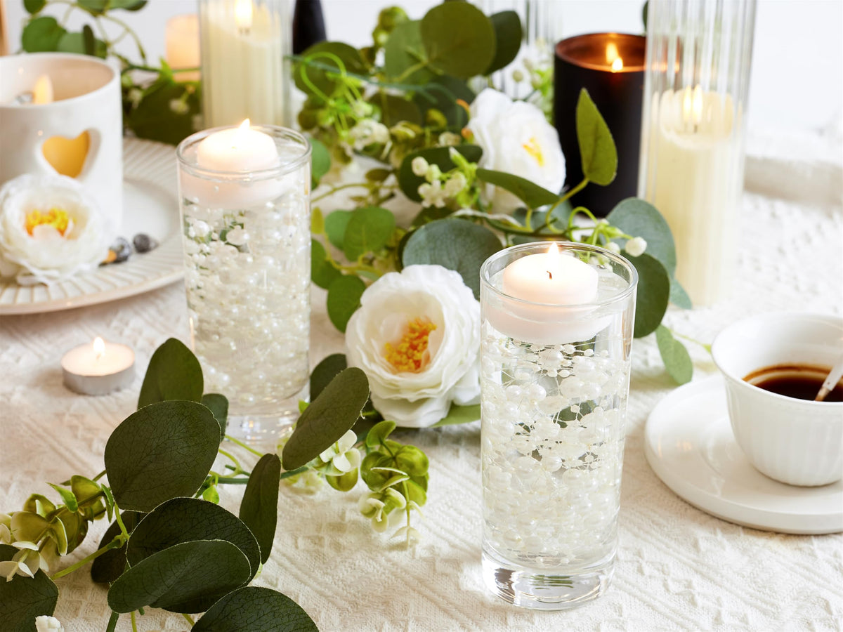 YATOJUZI 30 PCS Artificial Pearl String Beige Vase Filler Floating Pearls for Vases Centerpieces Faux Pearl Beads String Decorations Wedding Holiday Party Decor