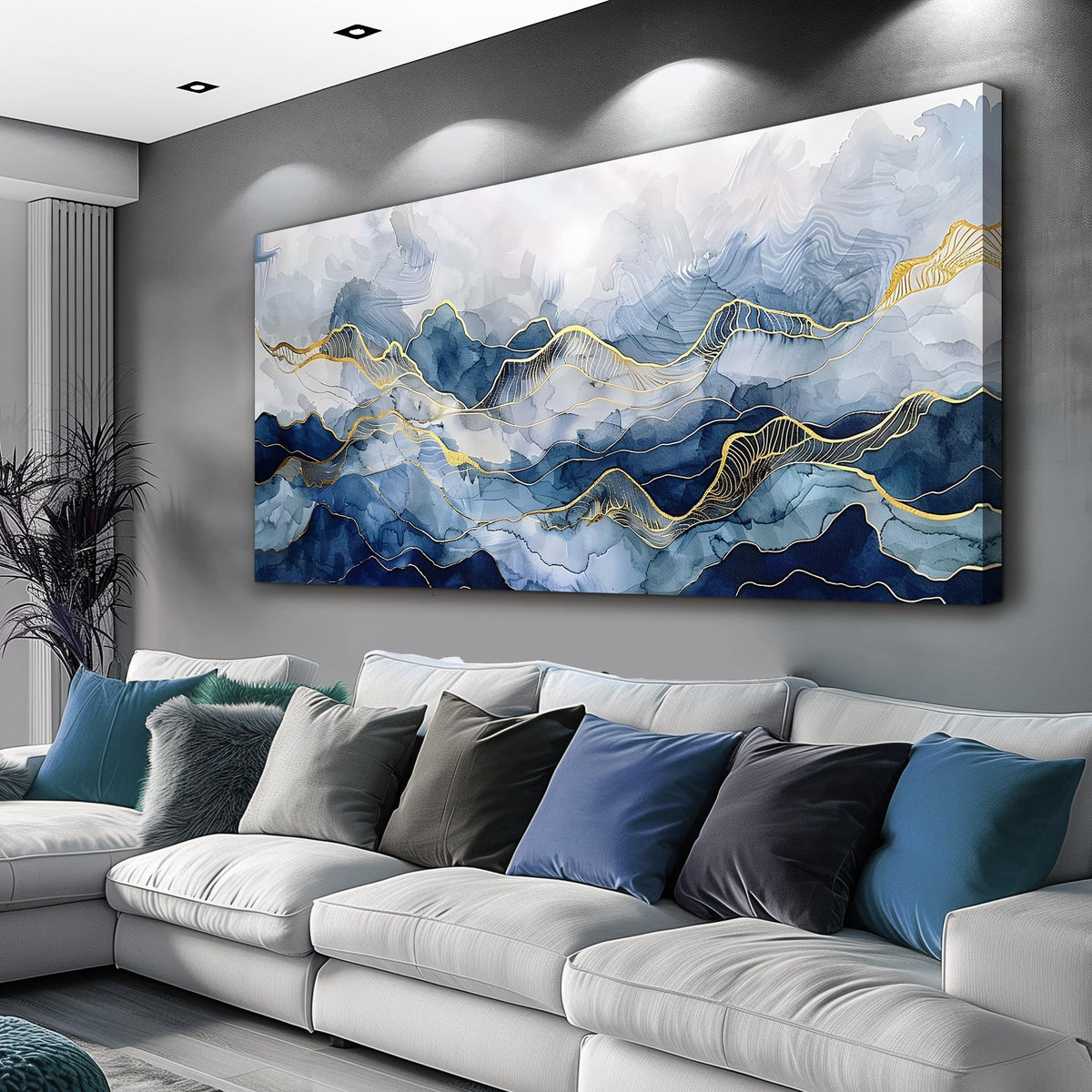FUHAIHUA Abstract Ink Paintings Canvas Decor For Bedroom Wall Art For Living Room Office Decorations Minimalism Pictures Canvas Prints Artwork Ready to Hang Modern Home Decor 20"X40"