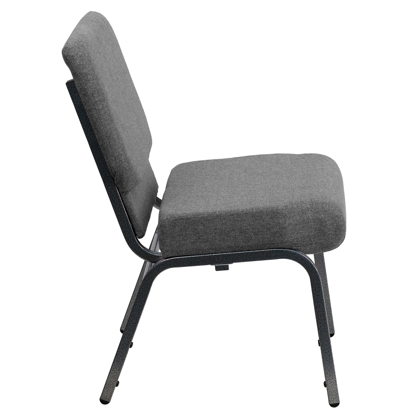Flash Furniture HERCULES Series 21''W Stacking Church Chair in Gray Fabric - Silver Vein Frame