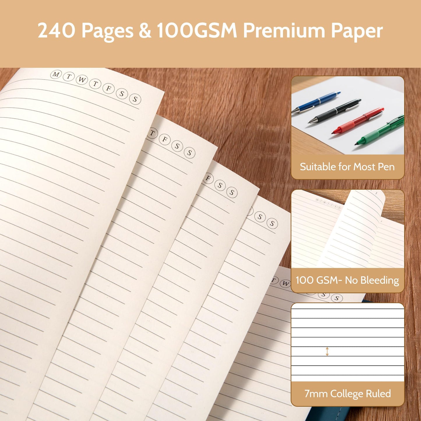 Yoment Refillable Notebooks for Work 5 Subject with Removable Dividers Tabs 240 Pages Hardcover Leather Journals for Writing Large Discbound Planner Colleged Ruled Paper for Men 8.58 x 11,Black