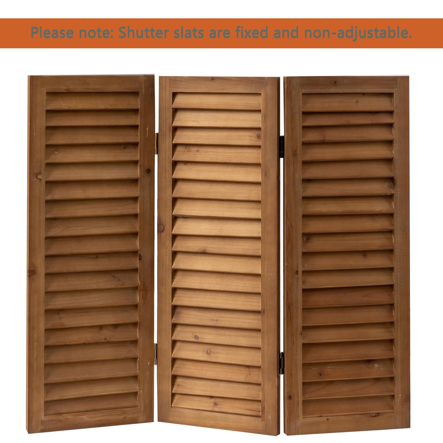 SOFE Wood Short Privacy Screen Indoor, 2.6 Ft Tall Shutters Folding Room Dividers 3 Panel, Brown Room Partitions and Dividers Freestanding, Farmhouse Foldable Wall for Home Bedroom Office