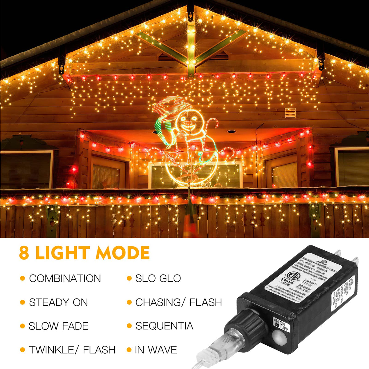 AGIRL 400 LED Icicle Lights Outdoor 32.8Ft 75 Drops Icicle Christmas Halloween Lights 8 Modes Waterproof Fairy String Lights for Indoor Bedroom Garden Wedding Porch Decoration
