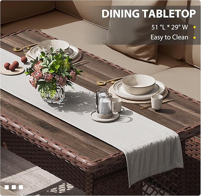 KIGOTY 7 Piece Patio Furniture Set, Outdoor PE Wicker Rattan Outdoor Dining Set