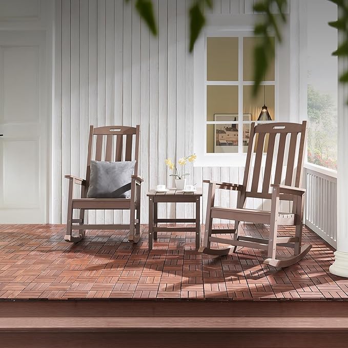 Psilvam Oversized Outdoor Rocking Chair, HDPE Porch Rocker Chairs