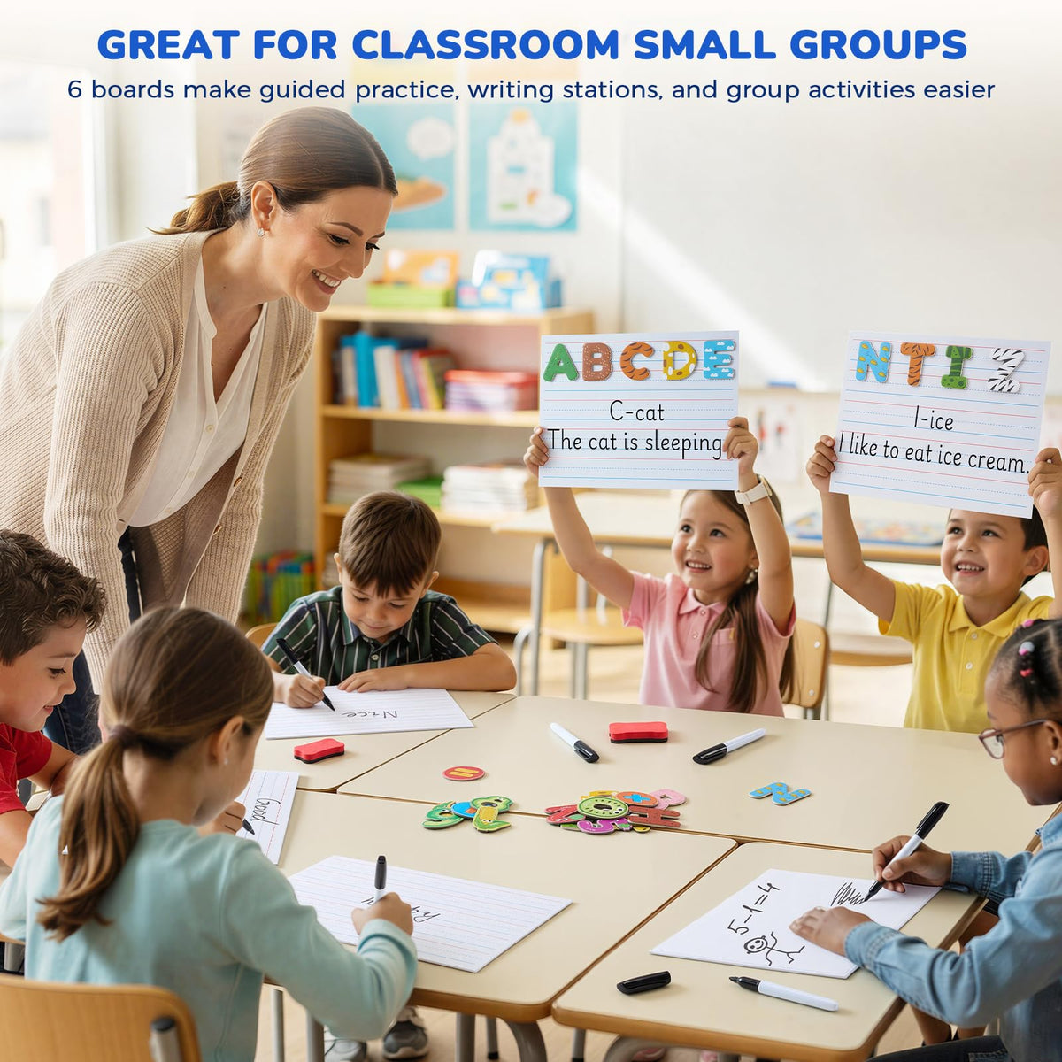 GAMENOTE White Board Dry Erase, Small Magnetic Lined White Board Set, Double Sided Magnet Ruled Lap Boards Whiteboard for Kids and Student Learning, 9x12 Inches (Pack of 24)