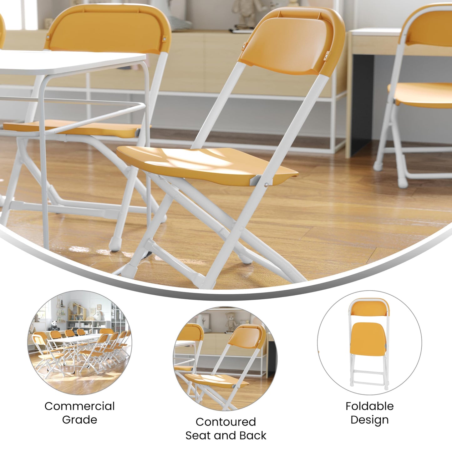 Flash Furniture Timmy 10 Pk. Kids Yellow Plastic Folding Chair