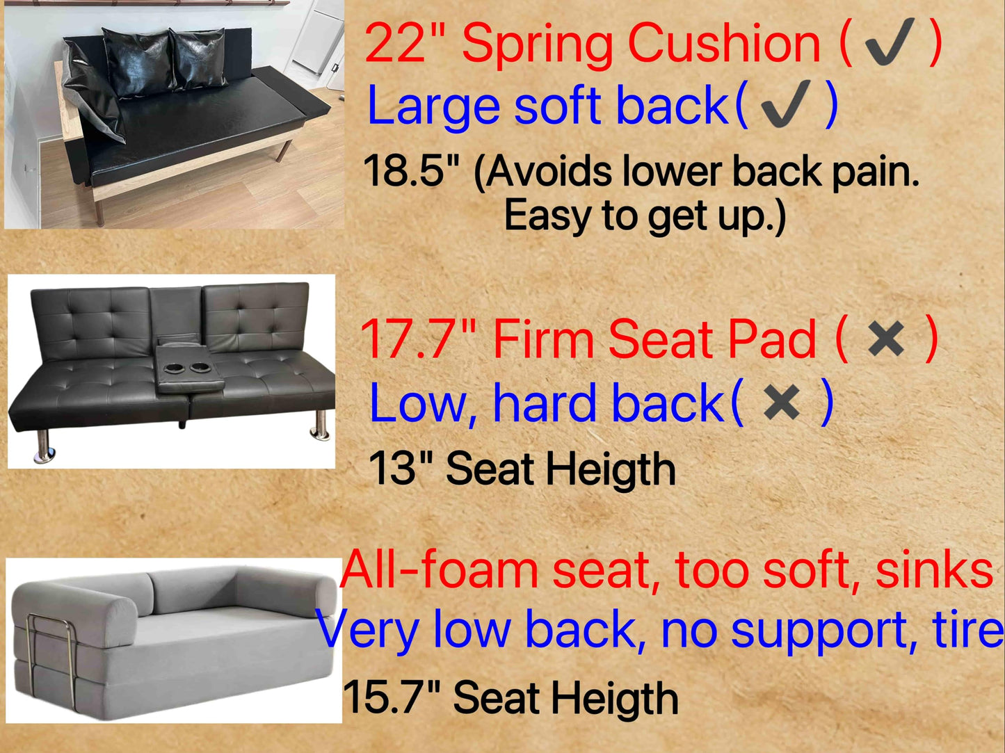 BSQQQSLEEP Convertible Sofa 65" to 79", Rotating Armrests for Custom Lounging – Sleeper Couch for Living Room, Home Office, Bedroom (Dressing Area) & Studio, Black Leather