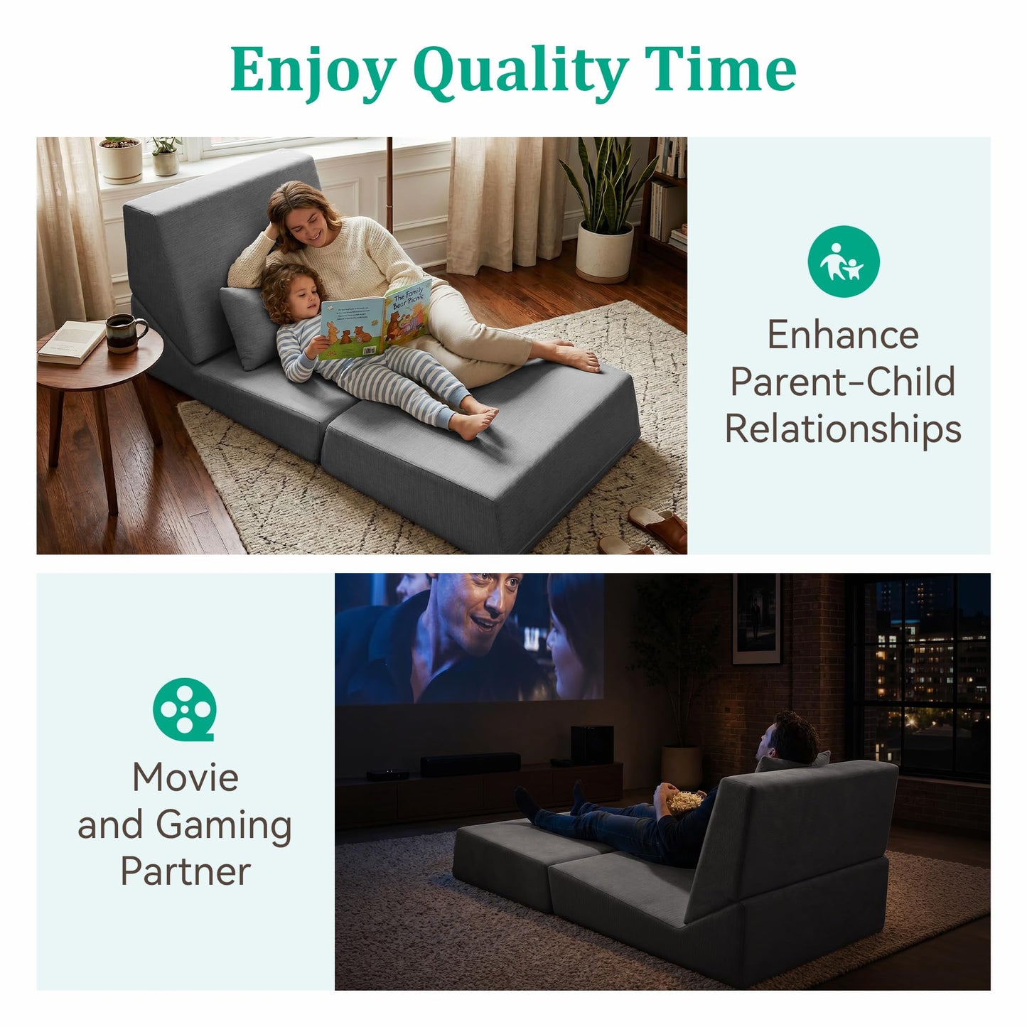 KAPEETOO Fold Out Chair Bed, Folding Sofa Bed, 3 in 1 Convertible Sleeper Chair Bed for Nap, Transformable Sofa Bed for Apartment,Dormitory,Bedroom